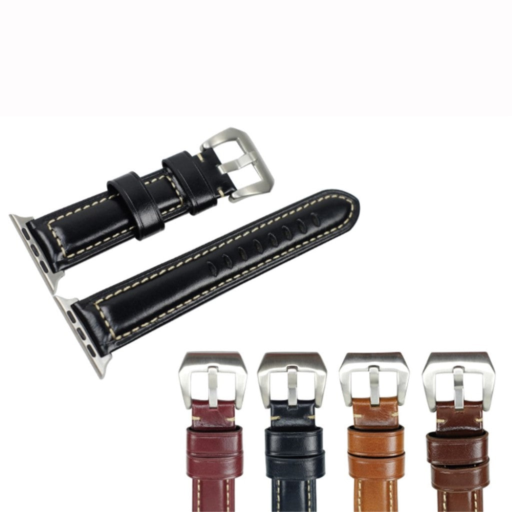 Mega holdbart Apple Watch Series 4 40mm Ægte læder Rem - Sort#serie_1