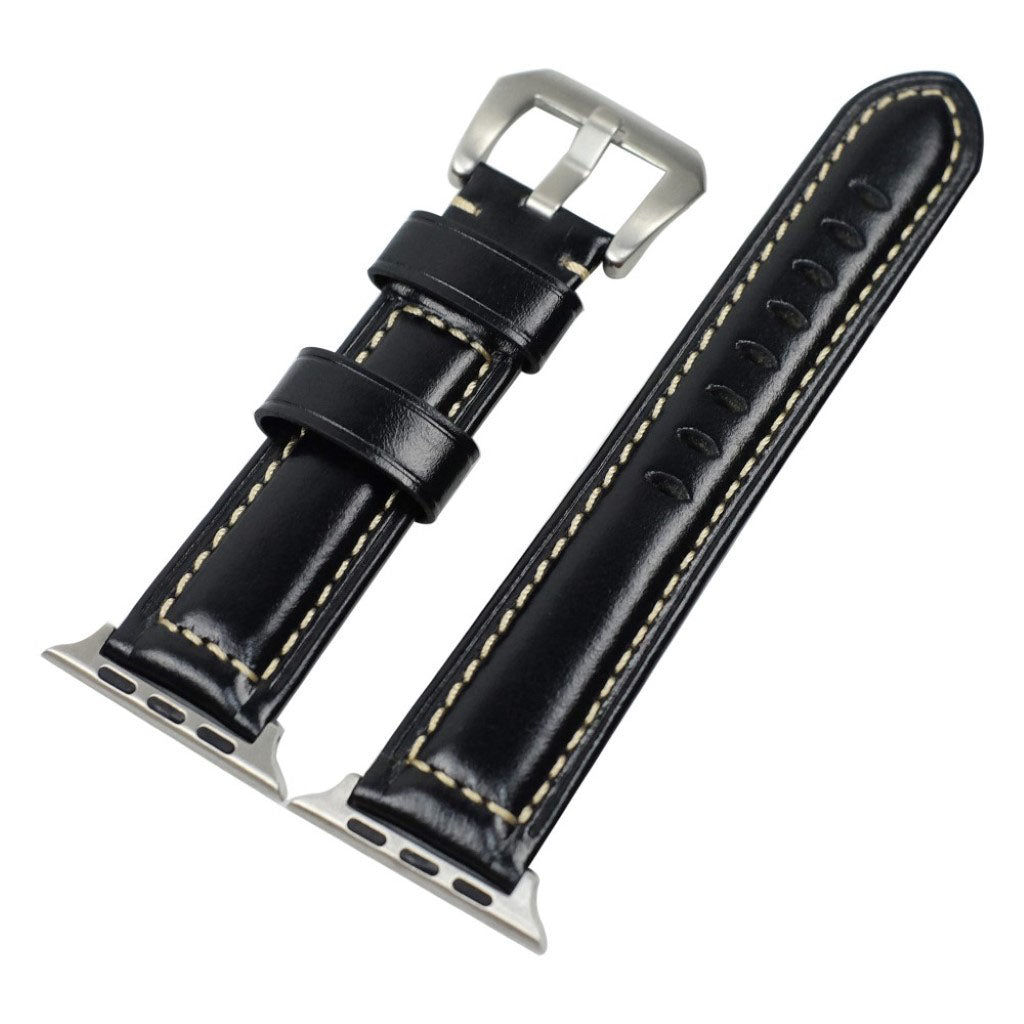 Mega holdbart Apple Watch Series 4 40mm รgte lรฆder Rem - Sort#serie_1