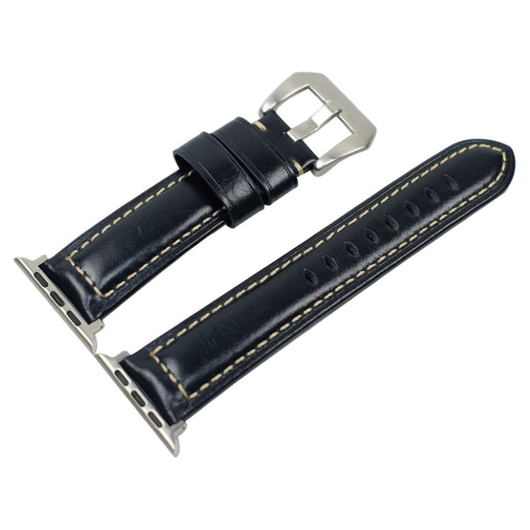 Mega holdbart Apple Watch Series 4 40mm Ægte læder Rem - Blå#serie_3