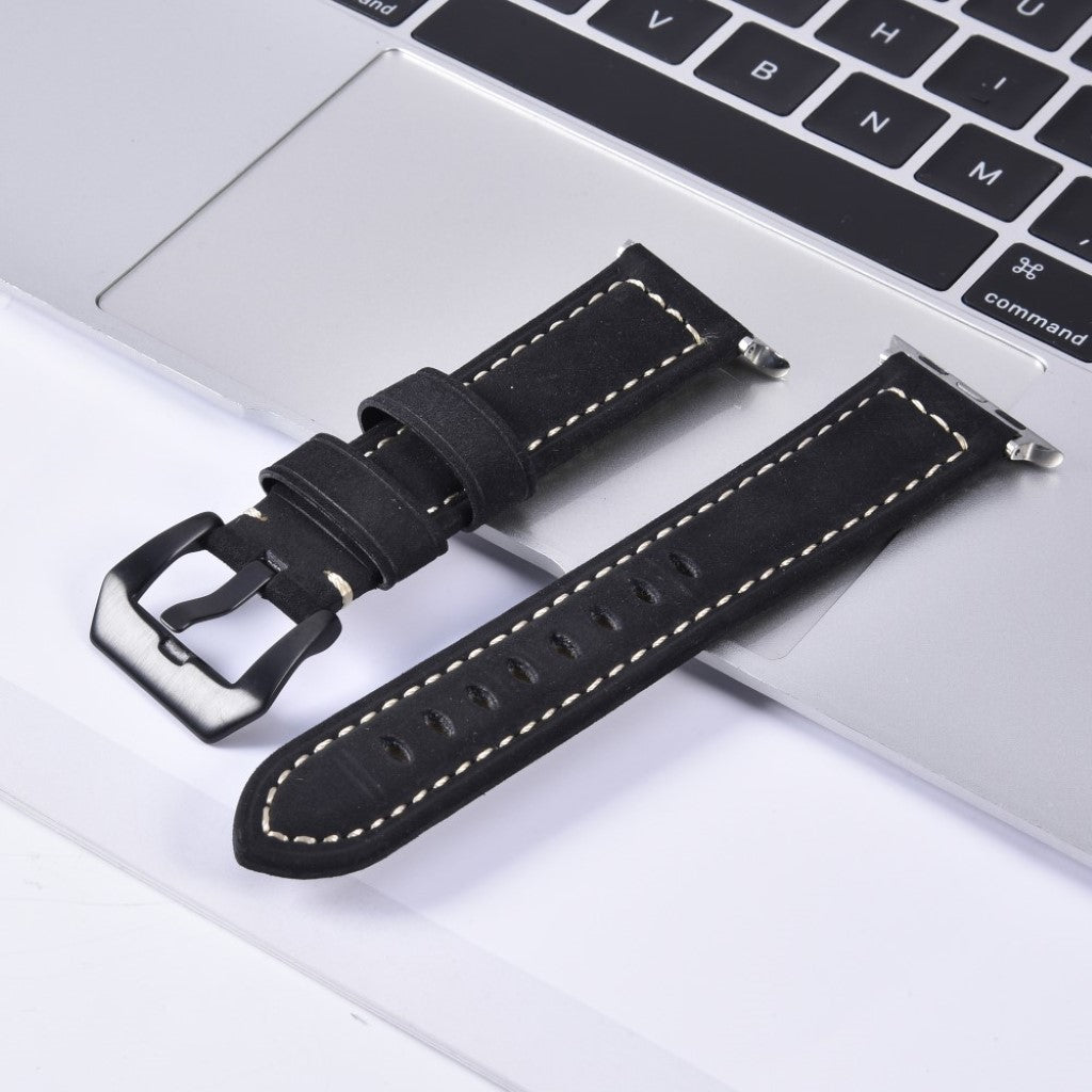 Mega nydelig Apple Watch Series 4 40mm รgte lรฆder Rem - Sort#serie_1