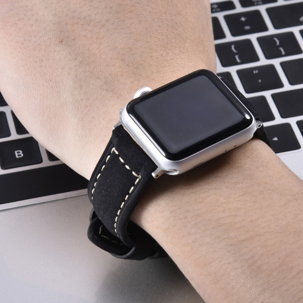 Mega nydelig Apple Watch Series 4 40mm Ægte læder Rem - Sort#serie_1