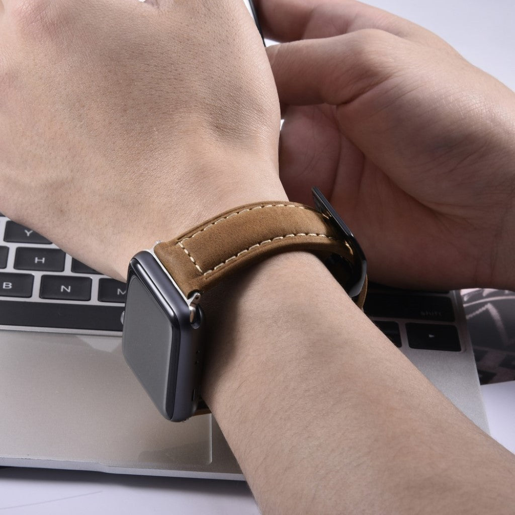 Mega nydelig Apple Watch Series 4 40mm Ægte læder Rem - Brun#serie_2