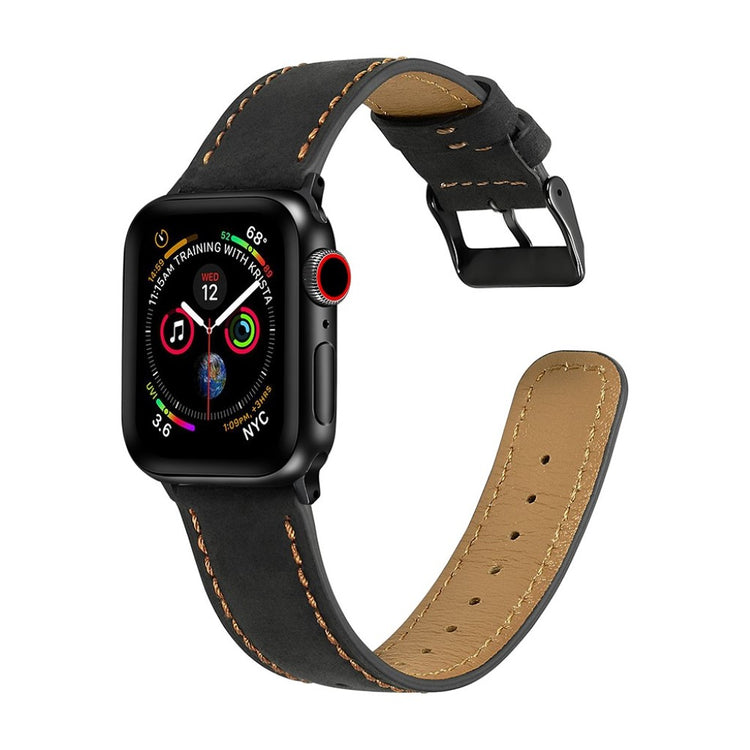 Meget fantastisk Apple Watch Series 4 40mm Ægte læder Rem - Sort#serie_1