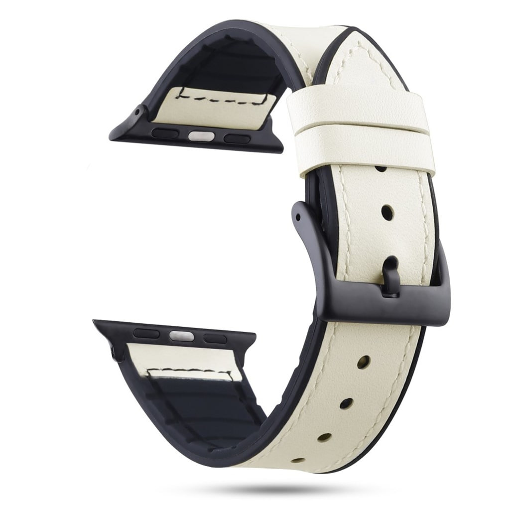 Holdbart Apple Watch Series 4 40mm รgte lรฆder Rem - Hvid#serie_1