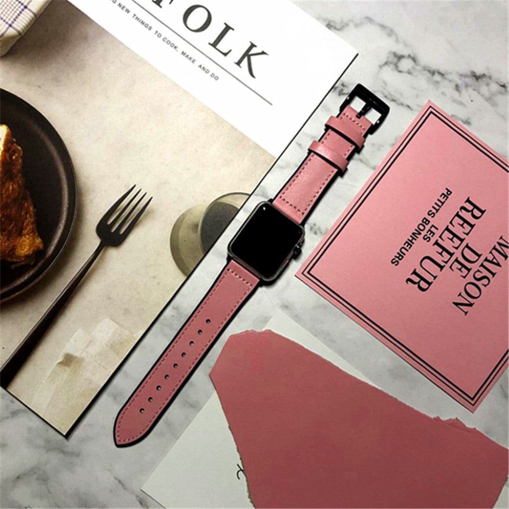 Holdbart Apple Watch Series 4 40mm Ægte læder Rem - Pink#serie_2