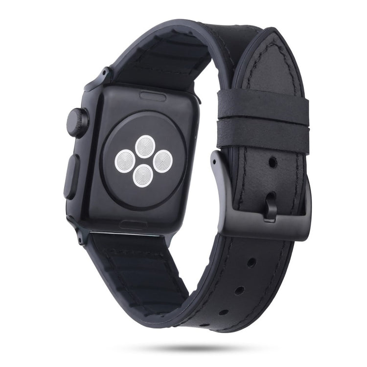 Holdbart Apple Watch Series 4 40mm Ægte læder Rem - Sort#serie_4