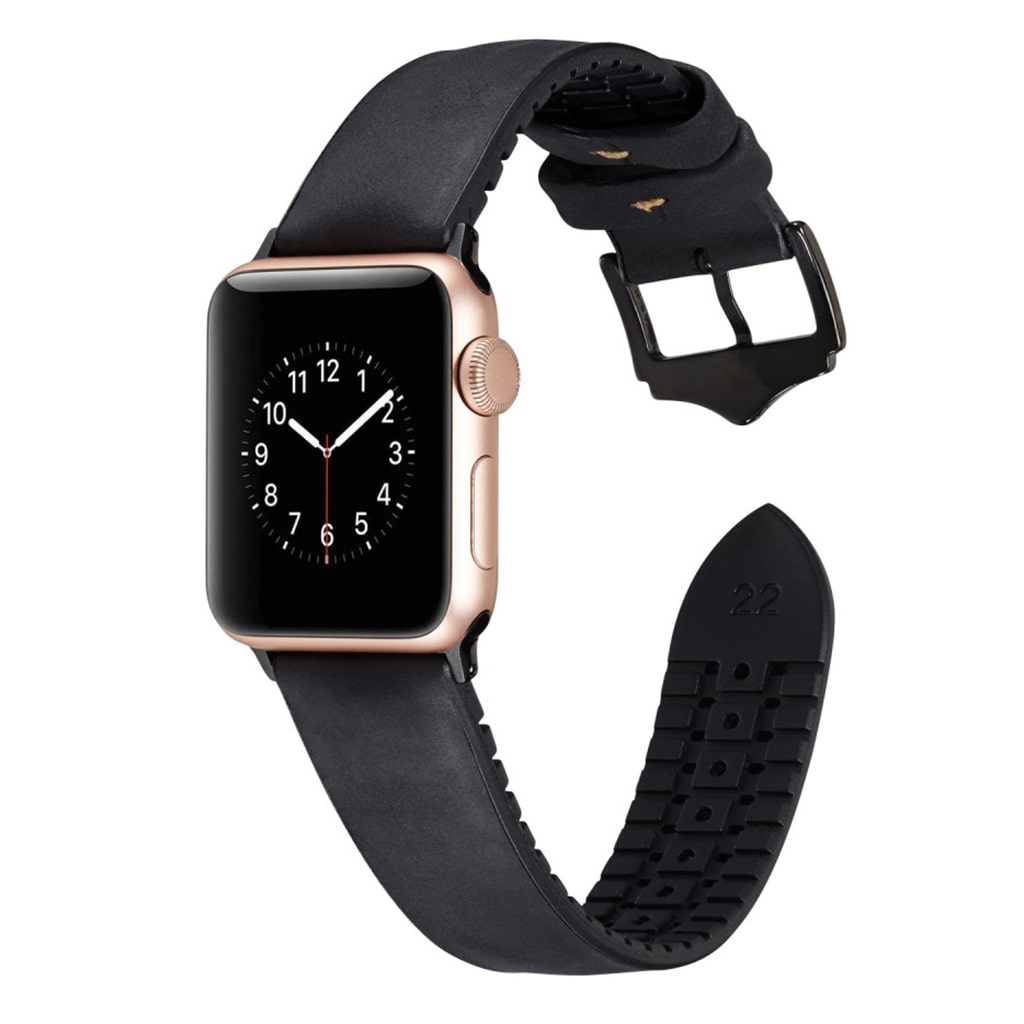 Rigtigt hรฅrdfรธr Apple Watch Series 4 40mm Kunstlรฆder Rem - Sort#serie_1