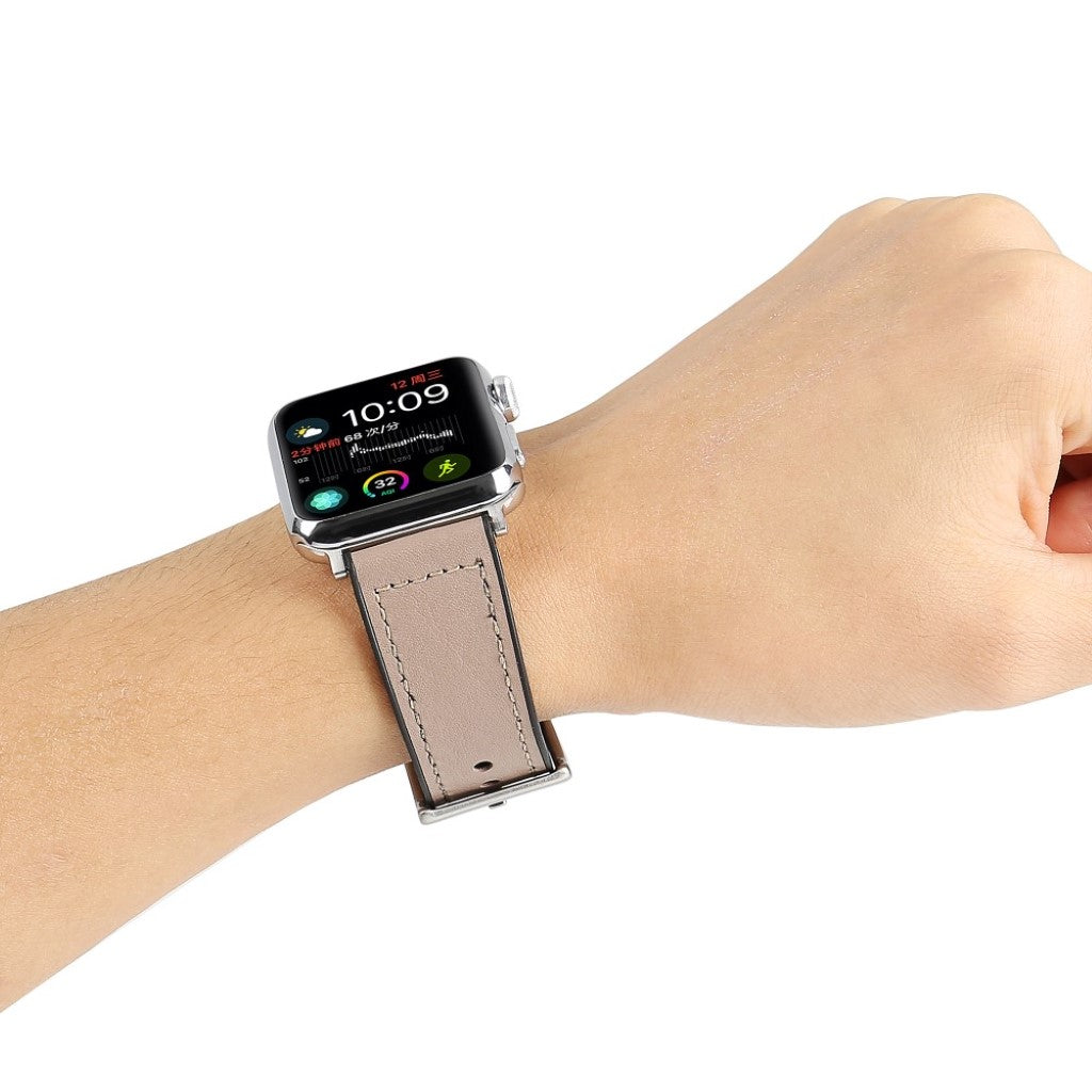 Meget smuk Apple Kunstlæder og Silikone Rem - Sølv#serie_2