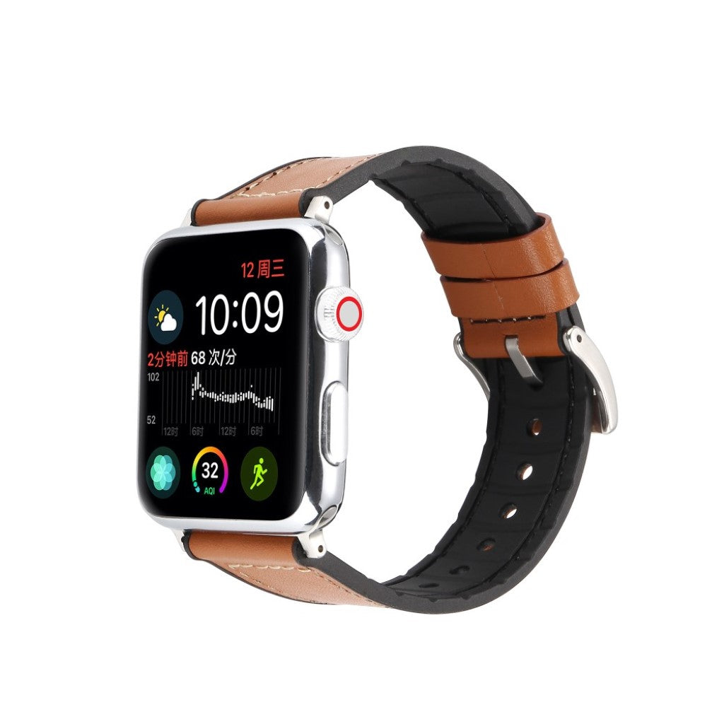 Meget smuk Apple Kunstlæder og Silikone Rem - Brun#serie_3