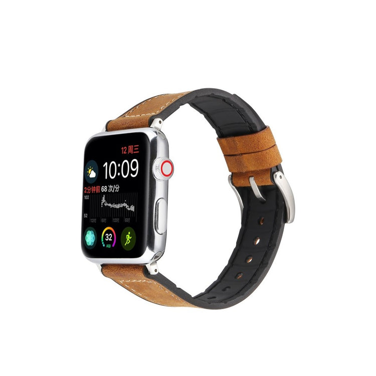 Meget smuk Apple Kunstlæder og Silikone Rem - Brun#serie_4