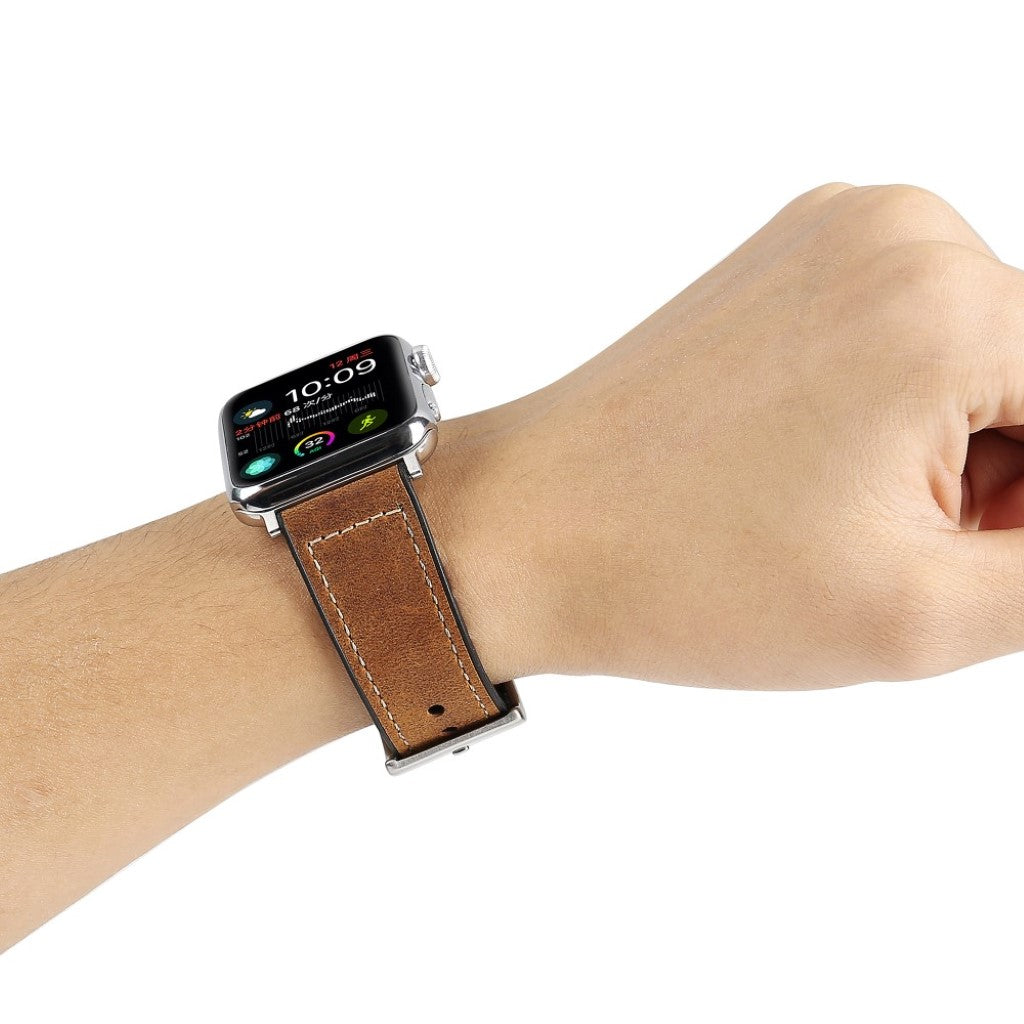 Meget smuk Apple Kunstlæder og Silikone Rem - Brun#serie_4