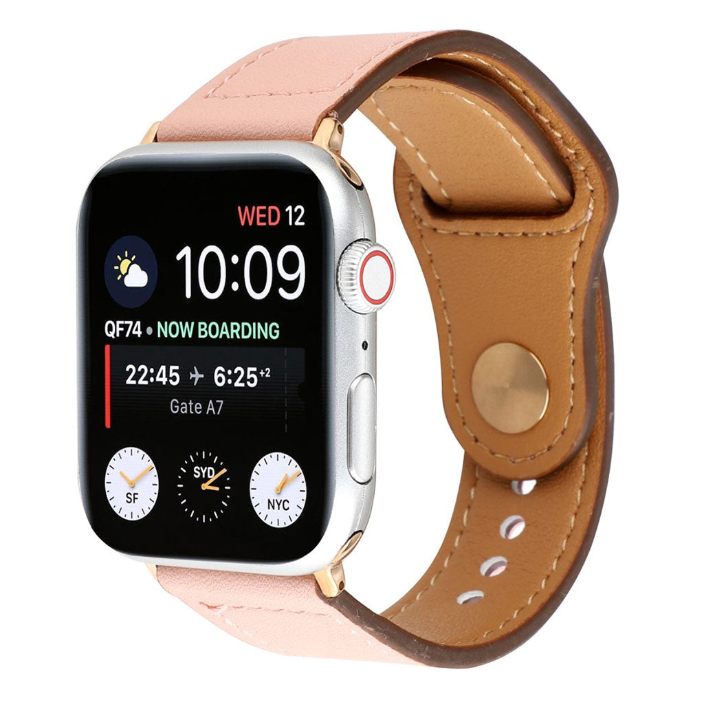 Glimrende Apple Watch Series 4 40mm รgte lรฆder Rem - Pink#serie_1