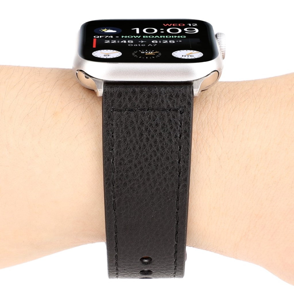 Glimrende Apple Watch Series 4 40mm Ægte læder Rem - Sort#serie_2