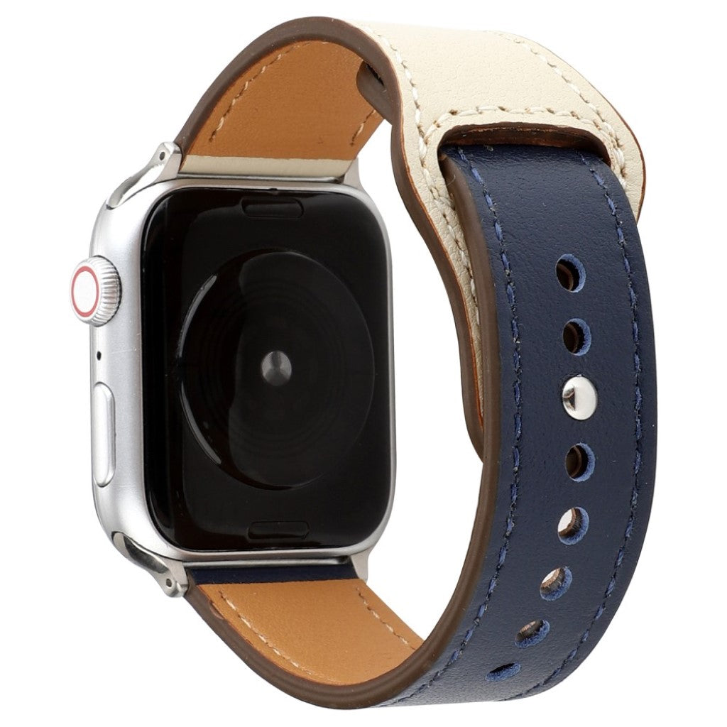 Glimrende Apple Watch Series 4 40mm Ægte læder Rem - Sølv#serie_3