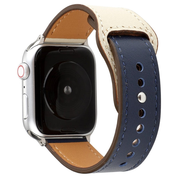 Glimrende Apple Watch Series 4 40mm Ægte læder Rem - Sølv#serie_3
