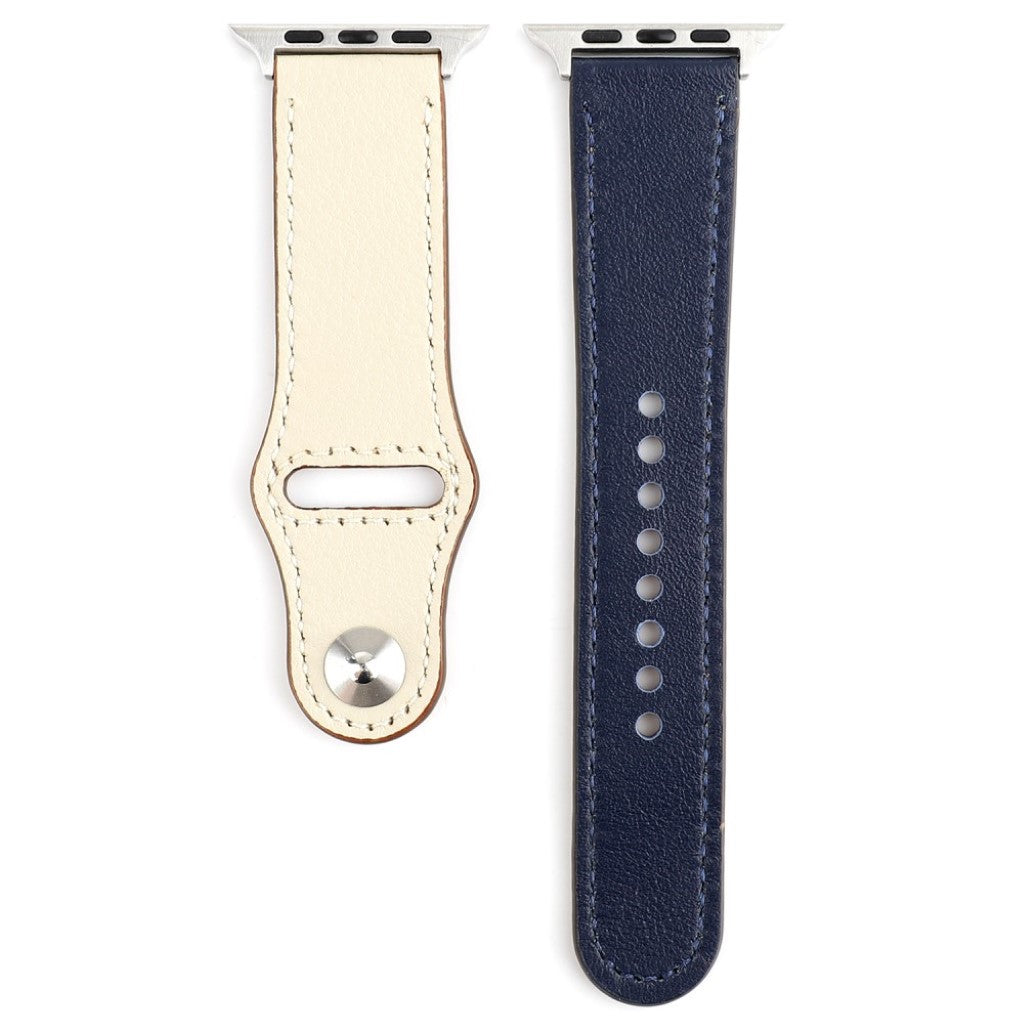 Glimrende Apple Watch Series 4 40mm Ægte læder Rem - Sølv#serie_3