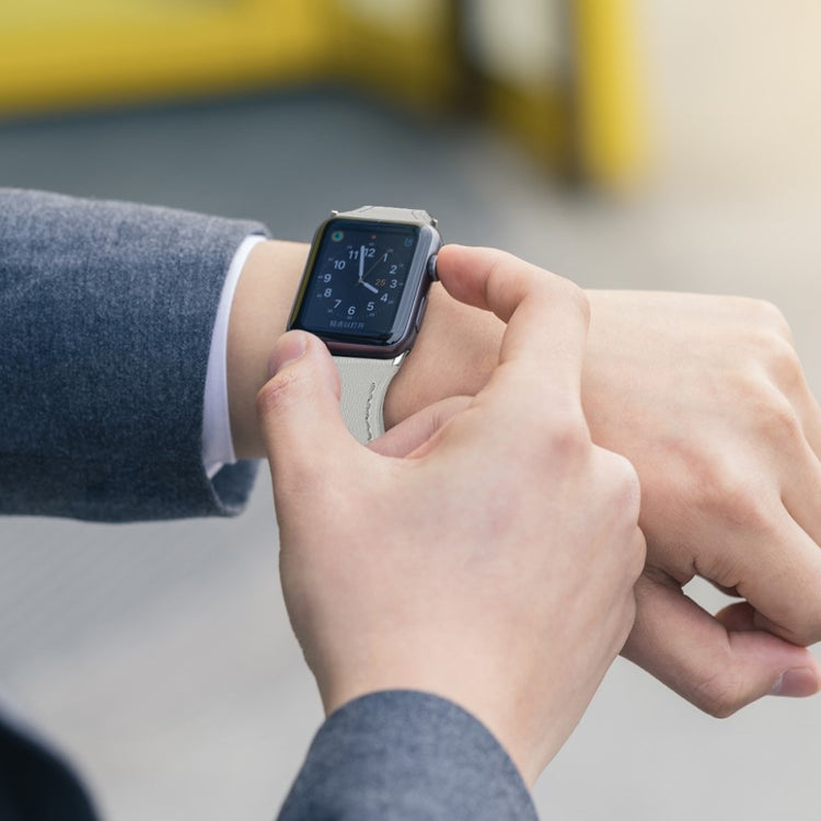 Rigtigt skøn Apple Watch Series 5 40mm Ægte læder Rem - Hvid#serie_1