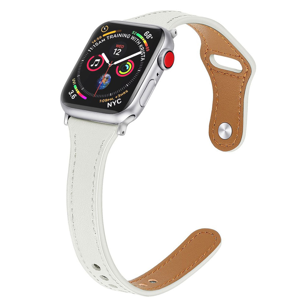 Rigtigt skøn Apple Watch Series 5 40mm Ægte læder Rem - Hvid#serie_1
