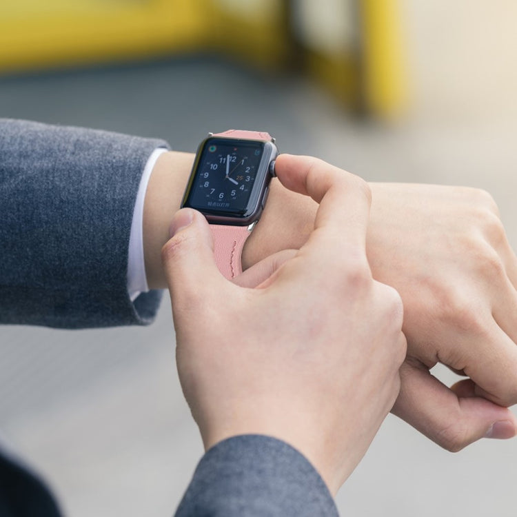 Rigtigt skøn Apple Watch Series 5 40mm Ægte læder Rem - Pink#serie_2