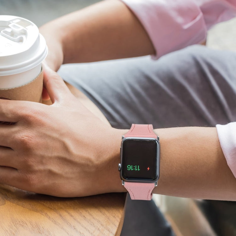 Rigtigt skøn Apple Watch Series 5 40mm Ægte læder Rem - Pink#serie_2