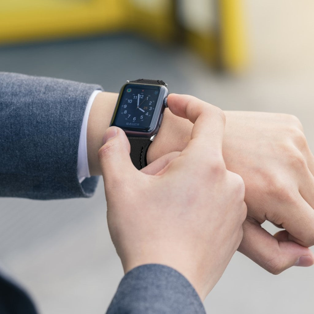 Rigtigt skøn Apple Watch Series 5 40mm Ægte læder Rem - Sort#serie_3