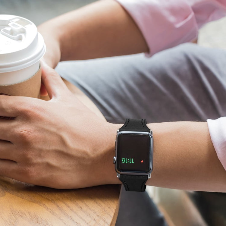 Rigtigt skøn Apple Watch Series 5 40mm Ægte læder Rem - Sort#serie_3