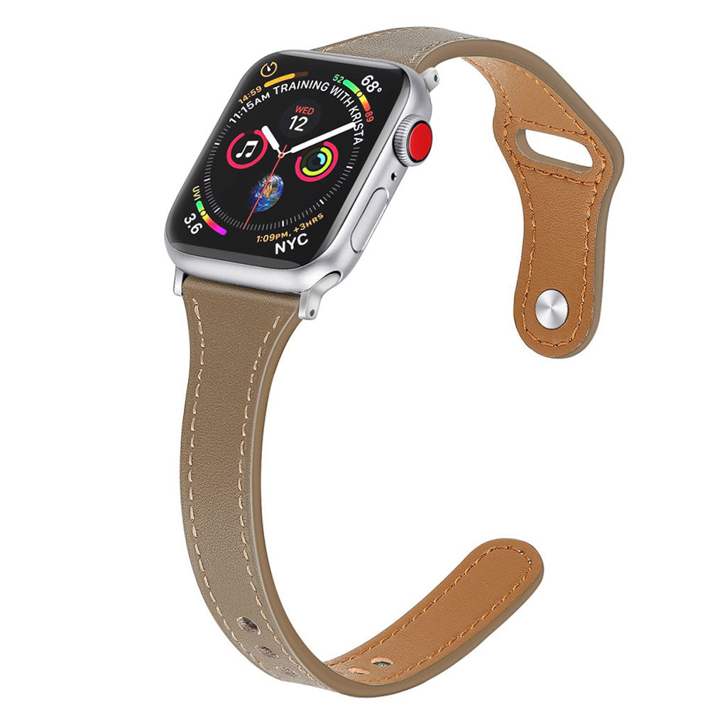 Rigtigt skøn Apple Watch Series 5 40mm Ægte læder Rem - Brun#serie_4