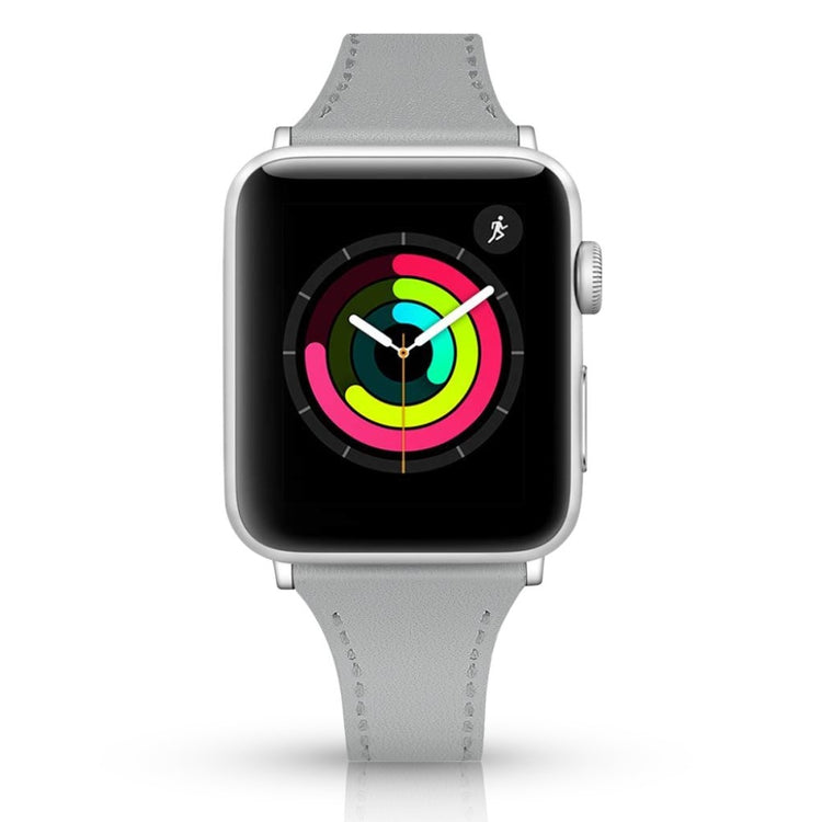 Rigtigt skøn Apple Watch Series 5 40mm Ægte læder Rem - Sølv#serie_5