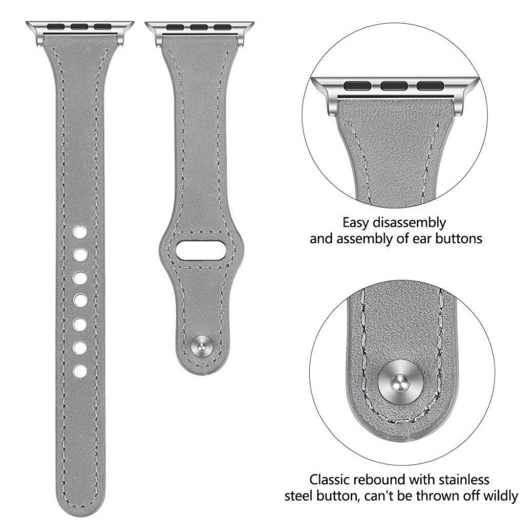 Rigtigt skøn Apple Watch Series 5 40mm Ægte læder Rem - Sølv#serie_5