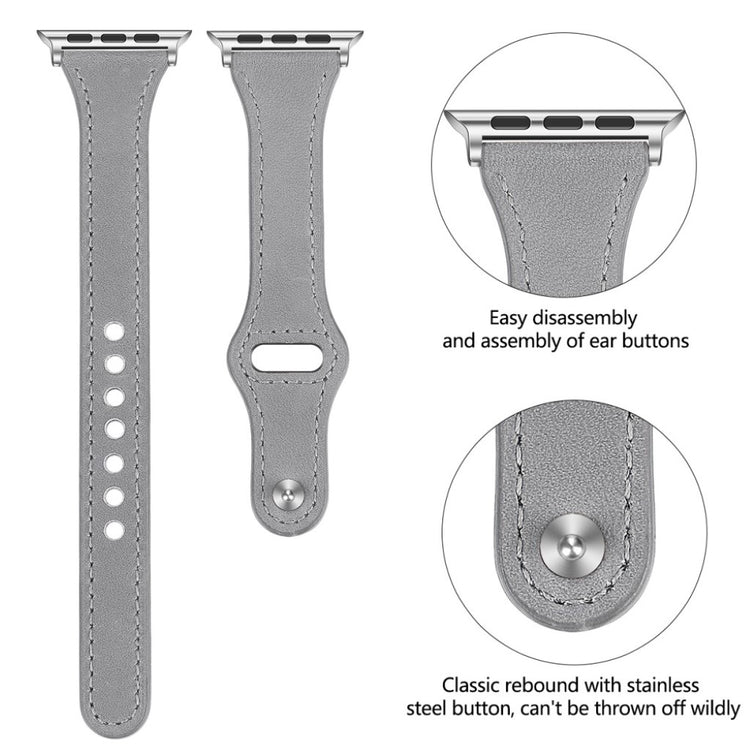 Rigtigt skøn Apple Watch Series 5 40mm Ægte læder Rem - Sølv#serie_5