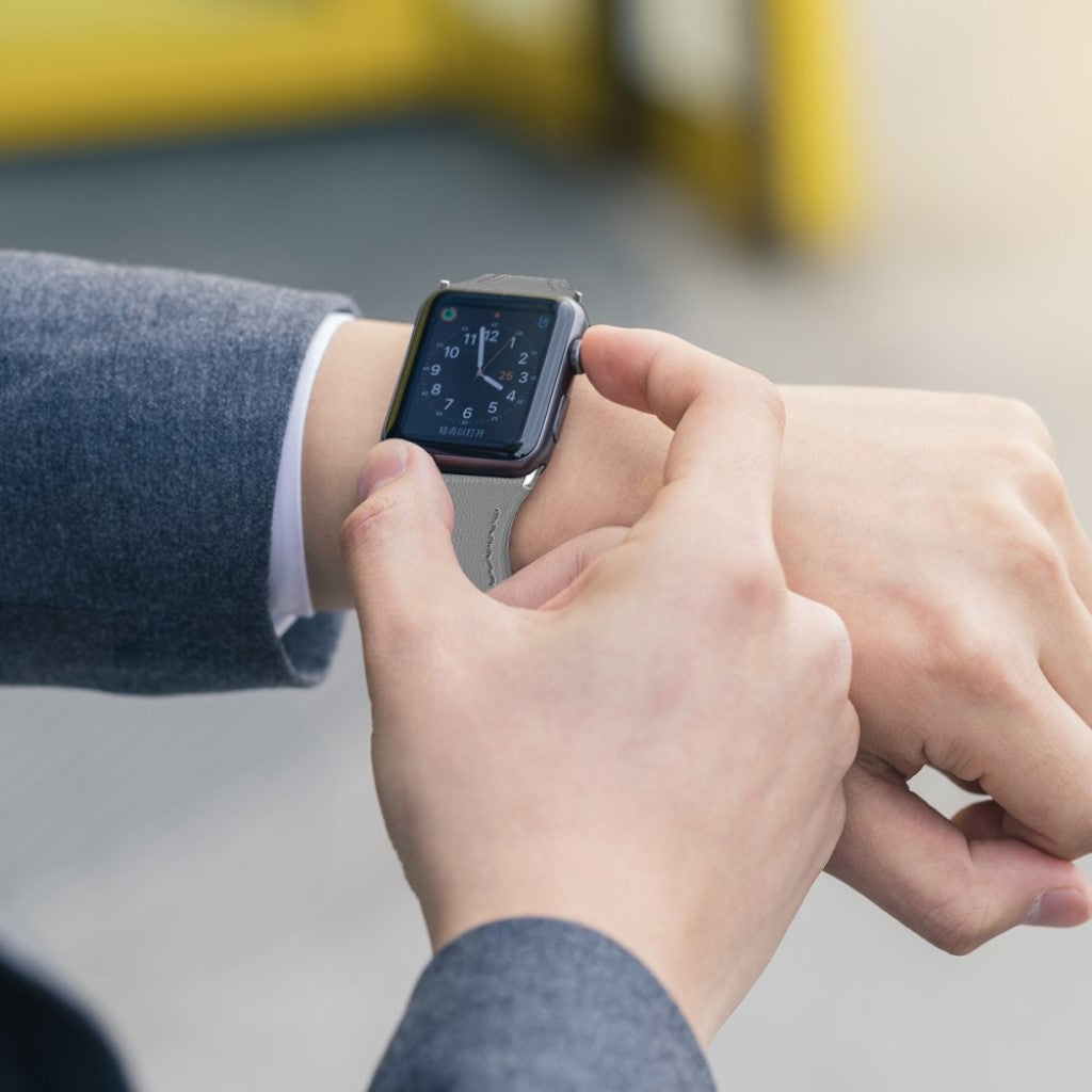 Rigtigt skøn Apple Watch Series 5 40mm Ægte læder Rem - Sølv#serie_5