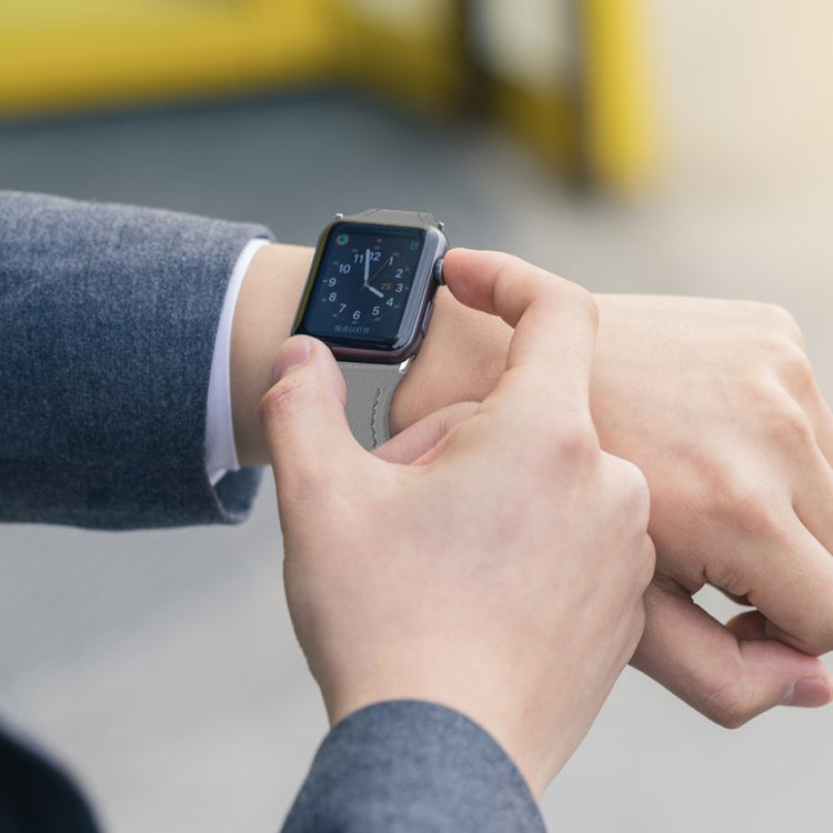 Rigtigt skøn Apple Watch Series 5 40mm Ægte læder Rem - Sølv#serie_5