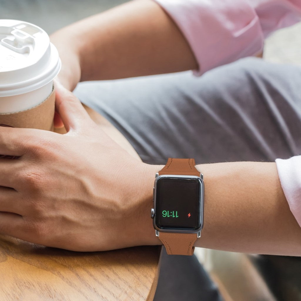 Rigtigt skøn Apple Watch Series 5 40mm Ægte læder Rem - Brun#serie_7