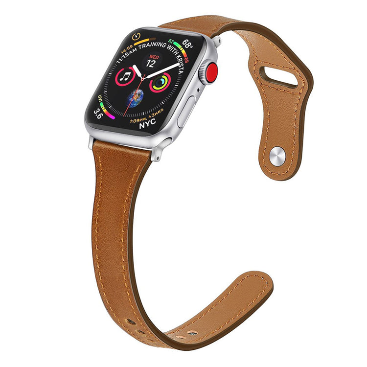 Rigtigt skøn Apple Watch Series 5 40mm Ægte læder Rem - Brun#serie_7