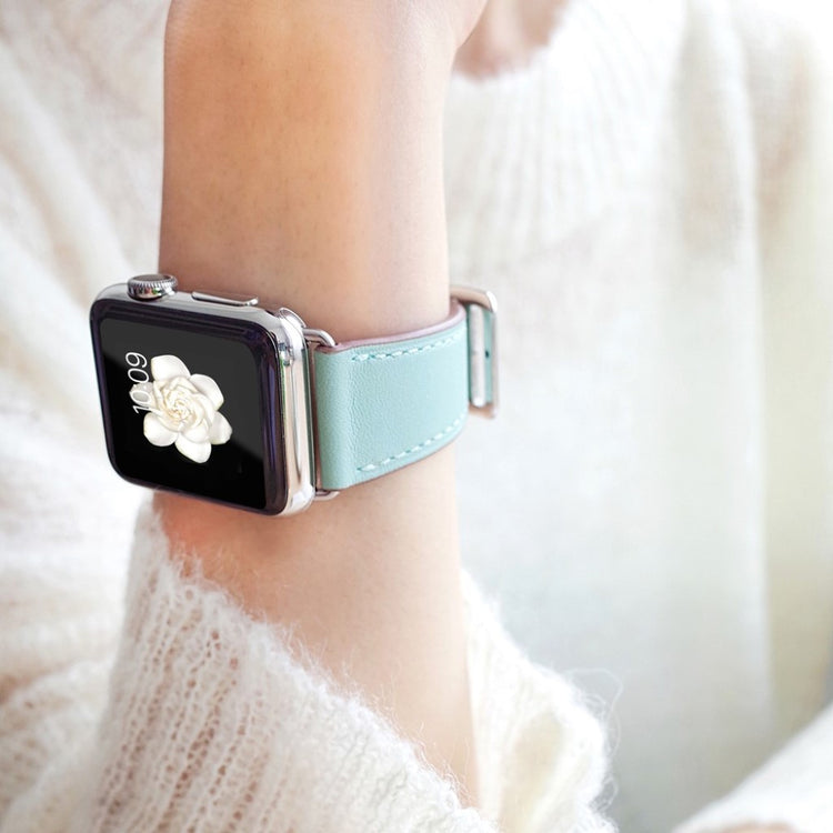 Meget sejt Apple Watch Series 5 40mm Ægte læder Rem - Grøn#serie_2