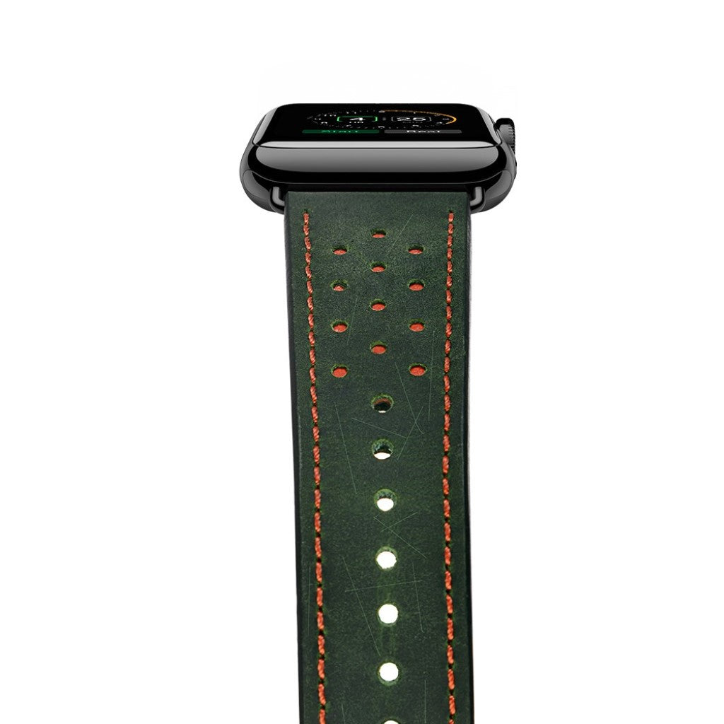Apple Watch Series 5 40mm / Apple Watch 40mm Ægte læder Rem - Grøn#serie_2