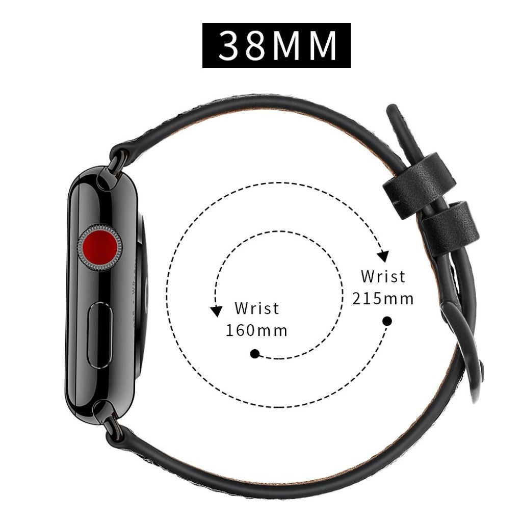 Apple Watch Series 5 40mm / Apple Watch 40mm Ægte læder Rem - Sort#serie_3