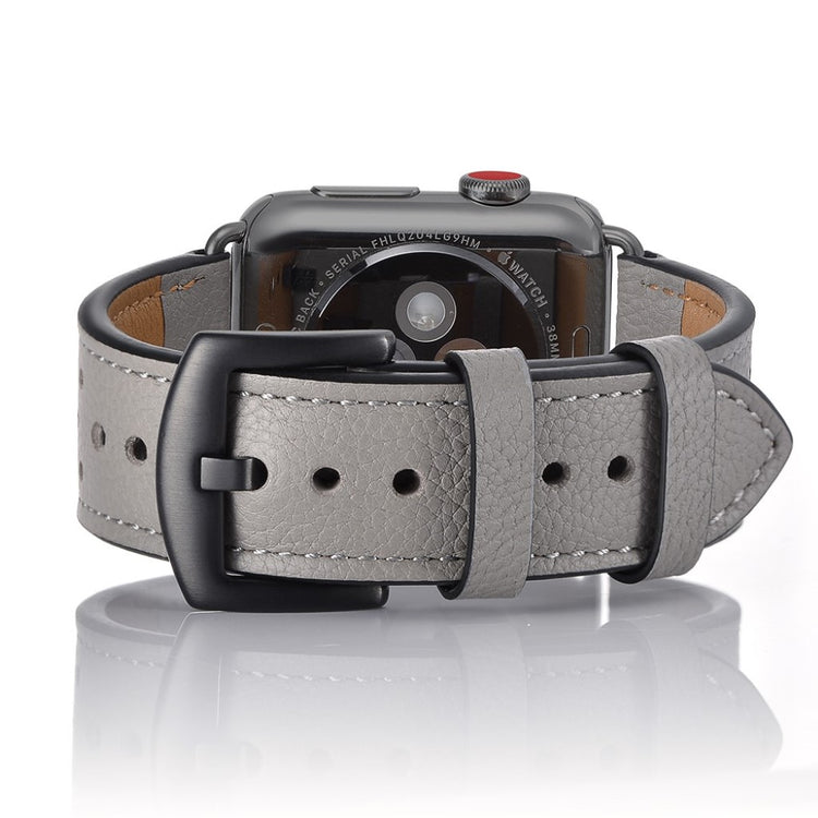 Apple Watch Series 5 40mm / Apple Watch 40mm Ægte læder Rem - Sølv#serie_5