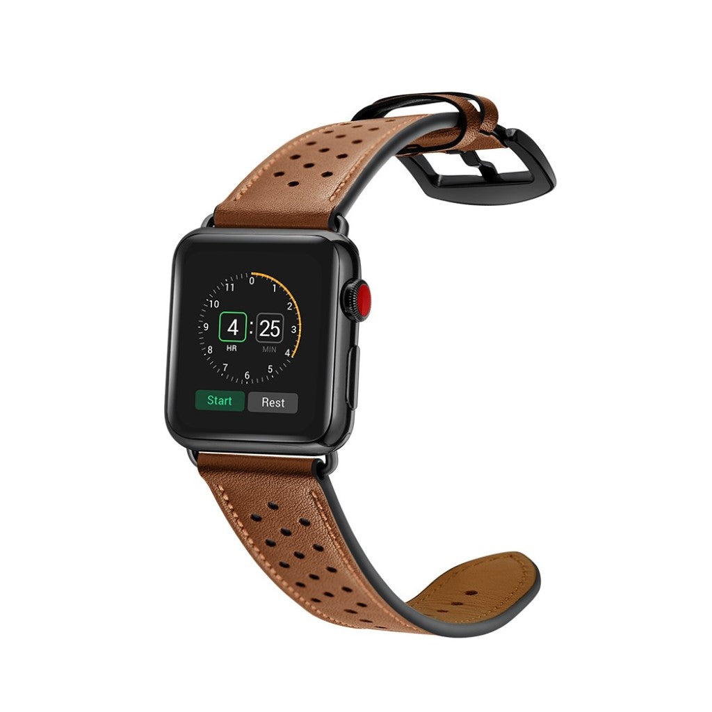Apple Watch Series 5 40mm / Apple Watch 40mm Ægte læder Rem - Brun#serie_6