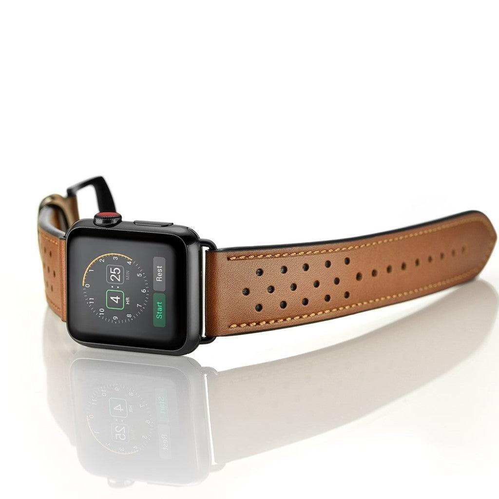 Apple Watch Series 5 40mm / Apple Watch 40mm Ægte læder Rem - Brun#serie_6