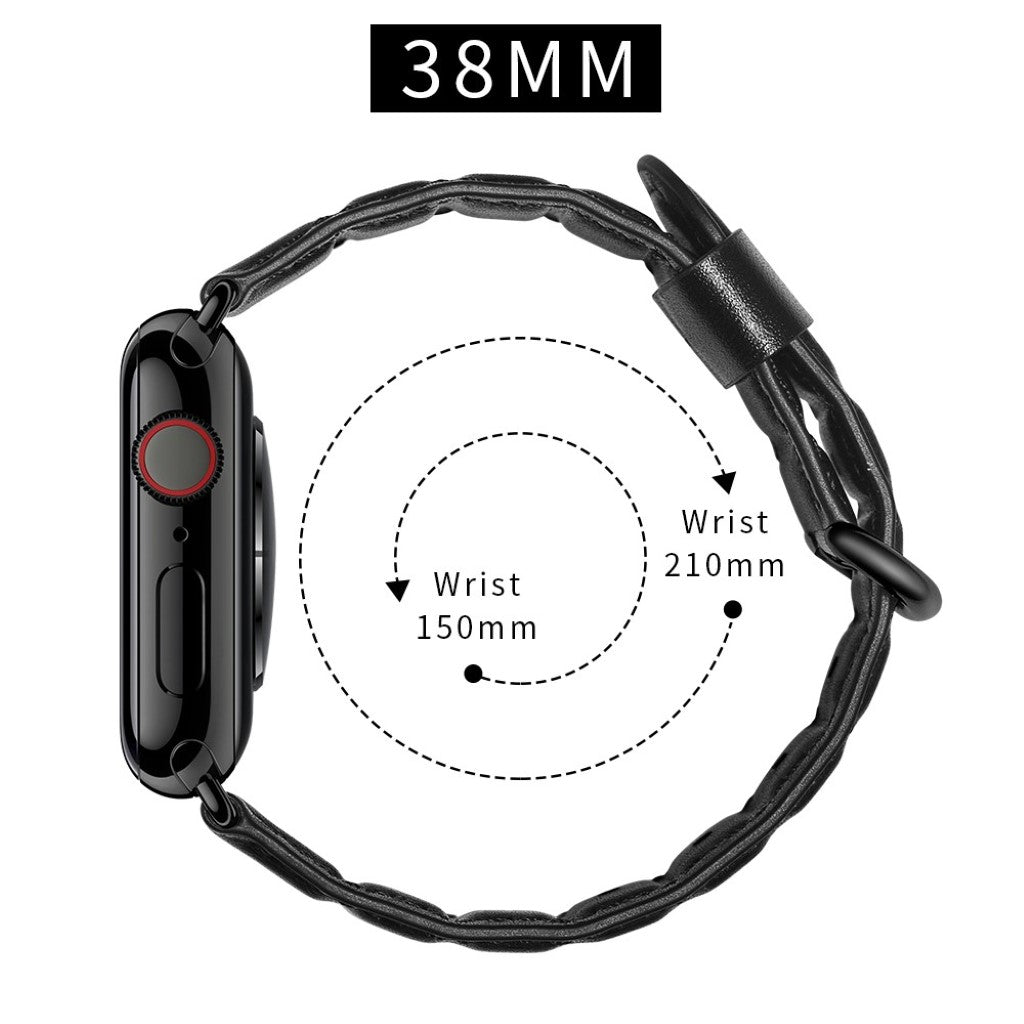 Apple Watch Series 5 40mm / Apple Watch 40mm Ægte læder Rem - Sort#serie_1