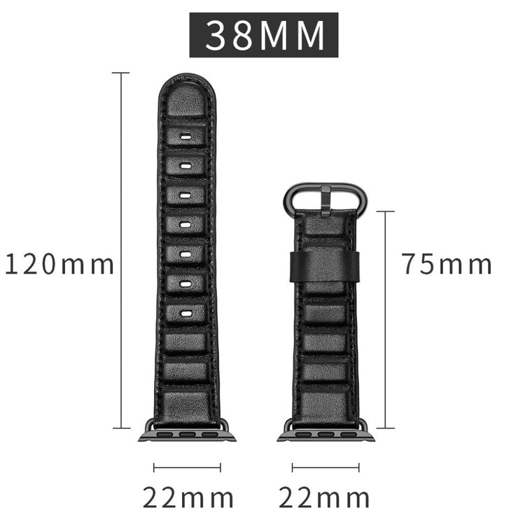 Apple Watch Series 5 40mm / Apple Watch 40mm Ægte læder Rem - Sort#serie_1