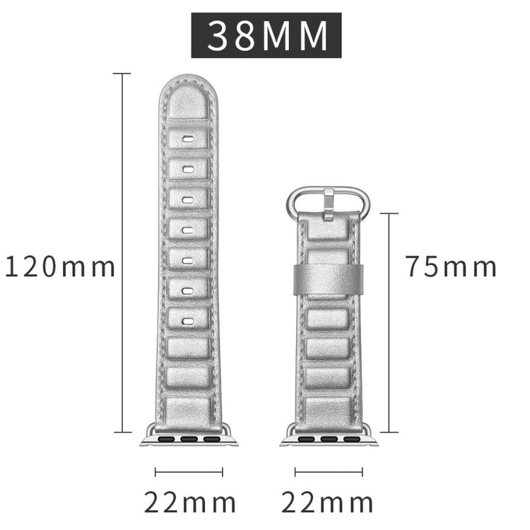 Apple Watch Series 5 40mm / Apple Watch 40mm Ægte læder Rem - Sølv#serie_2
