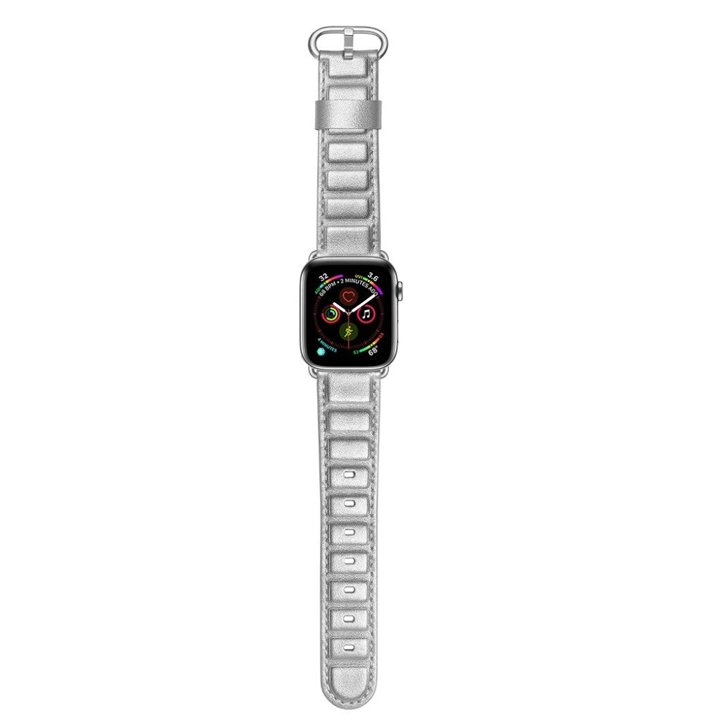 Apple Watch Series 5 40mm / Apple Watch 40mm Ægte læder Rem - Sølv#serie_2