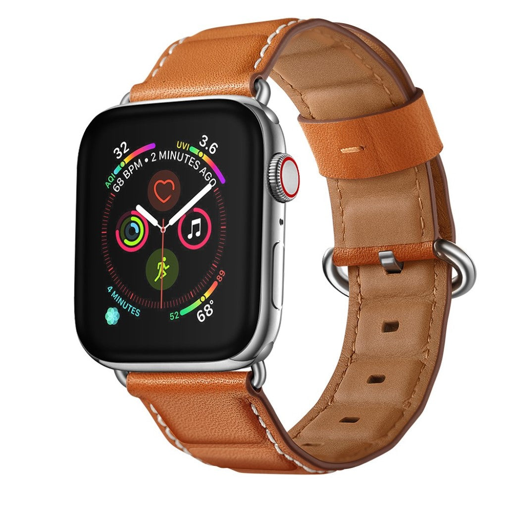 Apple Watch Series 5 40mm / Apple Watch 40mm Ægte læder Rem - Brun#serie_3