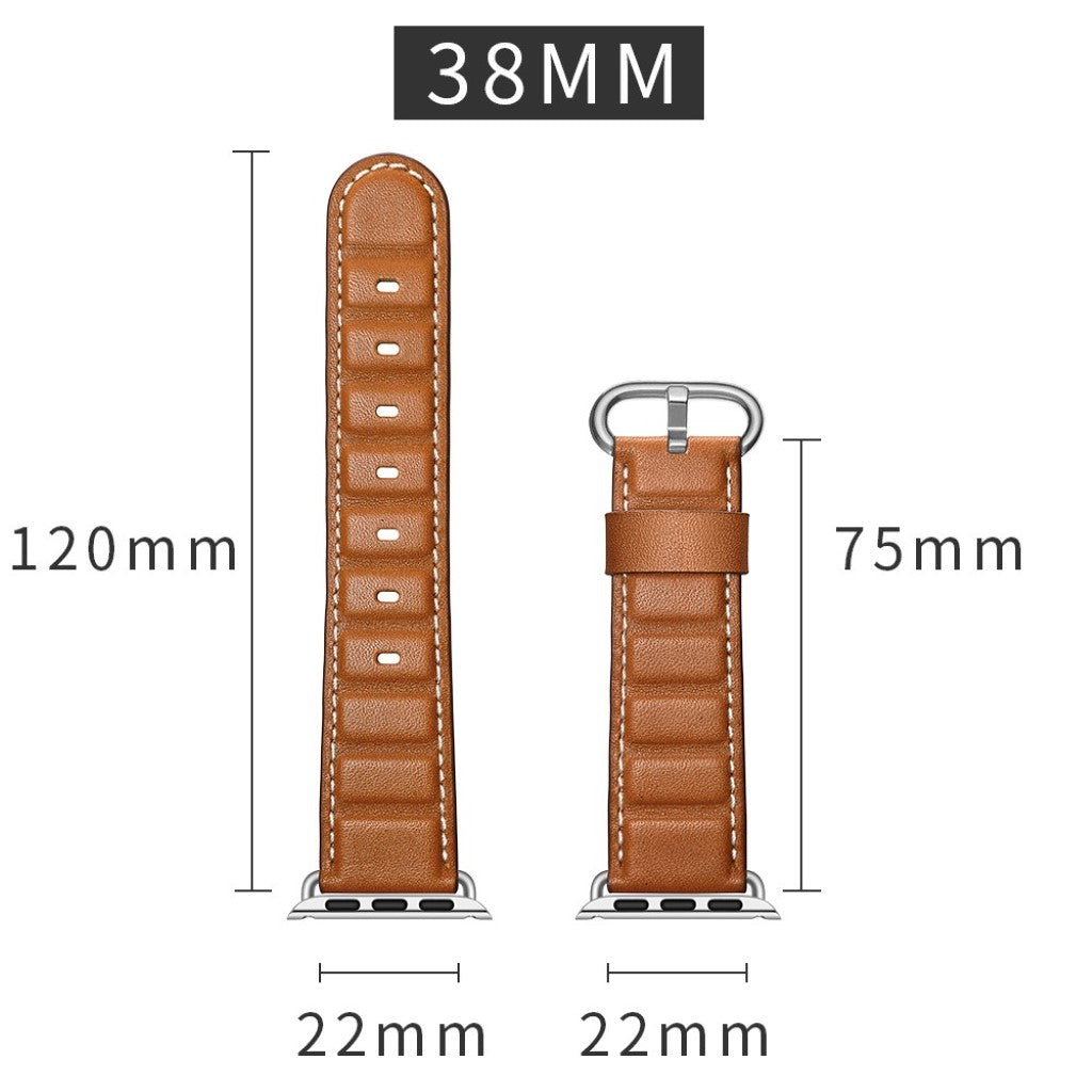 Apple Watch Series 5 40mm / Apple Watch 40mm Ægte læder Rem - Brun#serie_3