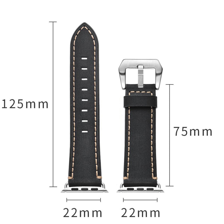 Apple Watch Series 5 40mm / Apple Watch 40mm Ægte læder Rem - Sort#serie_1