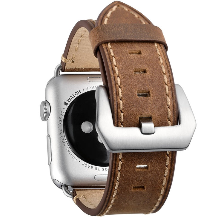 Apple Watch Series 5 40mm / Apple Watch 40mm Ægte læder Rem - Brun#serie_2