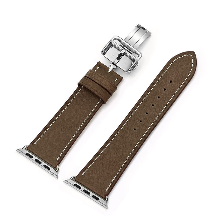 Apple Watch Series 5 40mm / Apple Watch 40mm Ægte læder Rem - Brun#serie_3