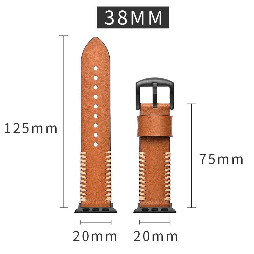 Apple Watch Series 5 40mm / Apple Watch 40mm Ægte læder Rem - Gul#serie_2